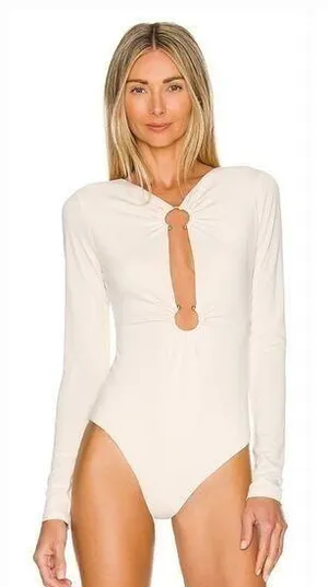 Camila Coelho Reyes Bodysuit in Beige Small thumbnail 1