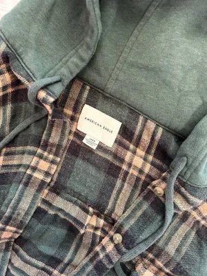American Eagle Hooded Teal Flannel thumbnail 4