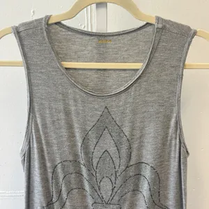 Y2K Vocal Gray Fleur-de-Lis Rhinestone Tank Top Small Made in USA 18017T Western thumbnail 3