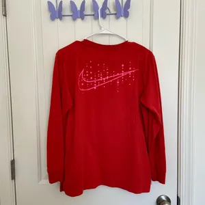 Nike Adult bright solid orange logo decal long‎ sleeve shirt medium thumbnail 9