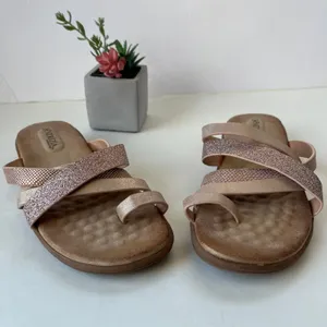 Patrizia Y2K Glitter Sandals Womens Sz 6.5 Rose Gold Boho Resort Euro Summer thumbnail 3