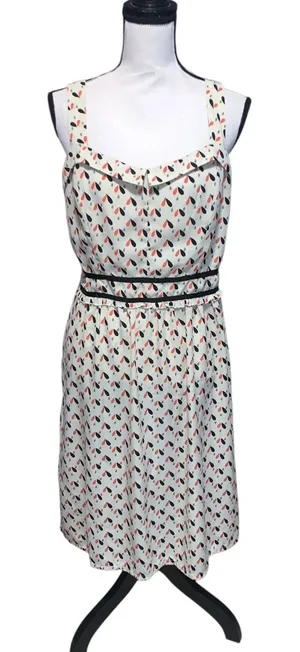 Romy Cream Midi Dress with Multicolor Teardrop Print Sleeveless thumbnail 1