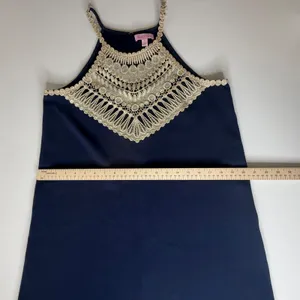 Lilly Pulitzer Pearl Soft Shift Dress Size 6 Navy Gold Metallic Classic Preppy thumbnail 11
