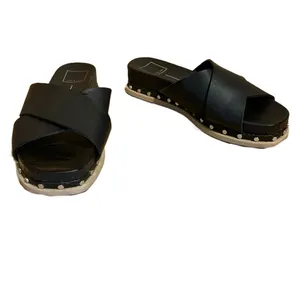 Dolce Vita "Gracy" Black Faux Leather Slide On Espadrille Sandals (7.5) thumbnail 6