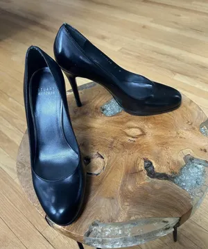 Stuart Weitzman Black Leather High Heel Pumps Sz7 thumbnail 1