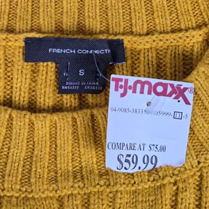 French Connection Womens Mustard Yellow Cable Knit Ribbed Sweater 78MSR Size S thumbnail 3