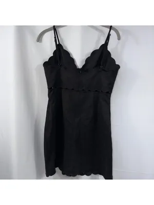 Sky to Moon Black Scallop Bow Mini Dress M thumbnail 8