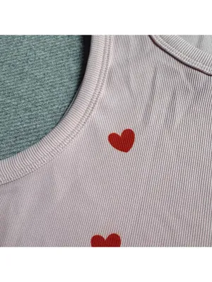 Altar'd State Pink Crop Tank Top with Red Heart Print, Size Small thumbnail 3