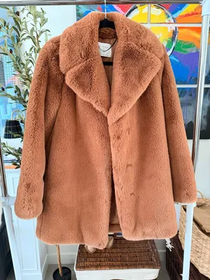 Zara Woman Super Soft Cozy Warm Thick Brown Caramel Faux Fur Coat Jacket Small thumbnail 1