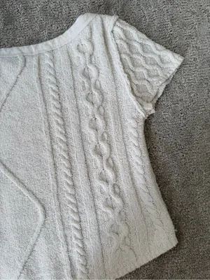 Free People Baby Cable Tee in Ivory Off White Size Small Cotton Blend Boho thumbnail 13