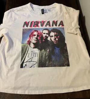 Band Tee Nirvana White Size M thumbnail 1
