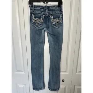 Grace in LA Jeans Womens 25 Blue Bootcut Bull Skull Embellished Pocket Western thumbnail 3