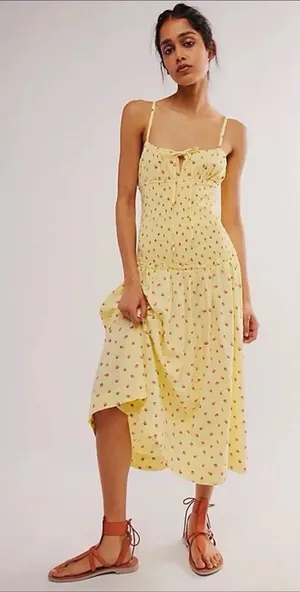 Free People Lavender Daze Strawberry Print Dress Sz Small thumbnail 1