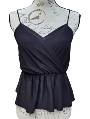 21 Saints -361 NWT Peplum‎ Cami Top Black Medium fits a Small thumbnail 1