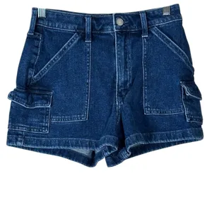 Hollister Ultra High Rise Mom 3" Shorts Womens 26 Dark Wash Utility Cargo thumbnail 2