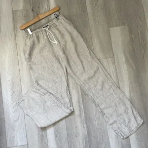 Brandy Melville Pants linen striped pull on womens Beige (one size) beach casual thumbnail 1