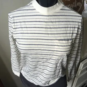 Madewell XXS blue stripe mock turtleneck top thumbnail 1