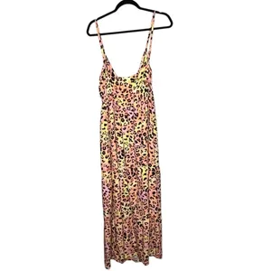 Bar III NEW Leopard Cheetah Print Sleeveless Maxi Dress Pink Yellow Summer XL thumbnail 4