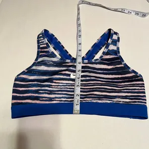 Nike Blue Black Pink White Striped‎ Dri-Fit Sports Bra Size Medium NWOT thumbnail 4