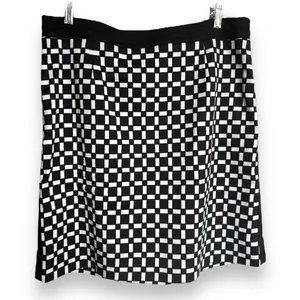 White House Black‎ Market Womens Skirt Sz 12 Black White Geometric Pencil Lined thumbnail 2