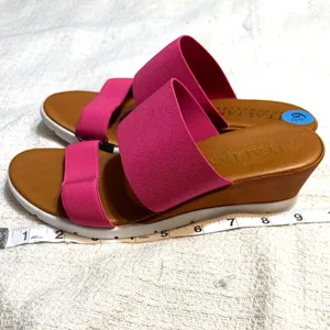Italian Shoemakers Pink Double Strap Wedge Slide Sandals NWOB Women's 6.5 thumbnail 14