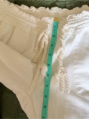 Roxy White Linen Blend Beach Pants Medium Drawstring Smocked Waist Casual thumbnail 8