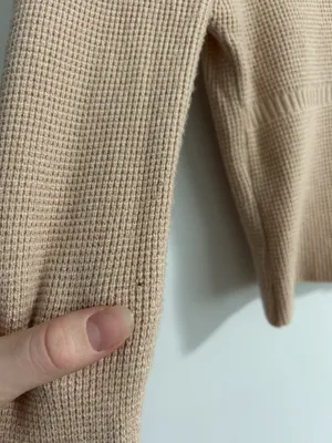 Women’s Square Neck Sweater Top Size Small Tan thumbnail 3