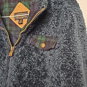 Pendleton fleece sherpa fuzzy woolen mills zip up blue sweater jacket sz Small thumbnail 2