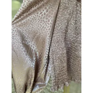 She‎ & Sky Smocked Crop Top Puff Sleeve Cheetah Print Metallic Date Night Summer thumbnail 4