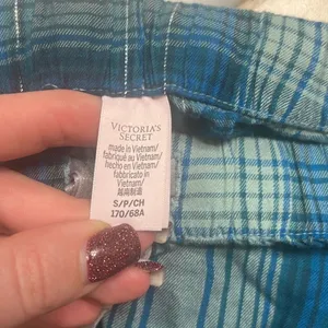 ✨VICTORIA'S SECRET Flannel Short Pajama Sz Small Shorts Sea Salt Green Plaid✨ thumbnail 5