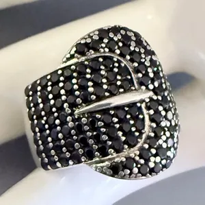 Chic Black and Silver Buckle Ring thumbnail 1