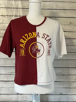 NCAA Arizona State Sun Devils Women's Split Color Block Cropped T-Shirt Size S thumbnail 7