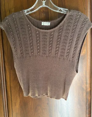Free People Intimately brown knit sweater cropped top vest S thumbnail 1