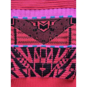 Nils Vintage Sweater Size Medium‎ Red Pink Geometric Pullover Ski 80s Wool Blend thumbnail 4