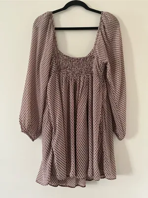 Abercrombie Babydoll Brown Mini Dress Medium Romantic Soft Girl Fall Date Night thumbnail 5
