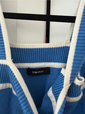 Blue Contrast Trim Knit Tank Top thumbnail 4