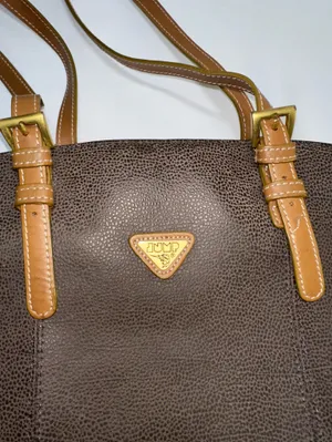 Vtg Jump Boyt Brown Pebbled Faux Leather Tote Purse Shoulder Bag Map Print⁠ thumbnail 11