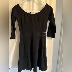 Lulus Say Yes To The‎ Mesh Off the Shoulder Skater Dress Black Size Medium MIDI thumbnail 2