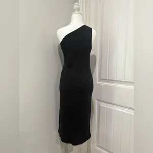 GAP Rib One-Shoulder Black Midi Dress Size M thumbnail 2