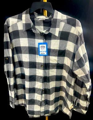 NWT Columbia womens black white buffalo check plaid flannel shirt XXL retail $90 thumbnail 1