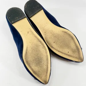 Ann Taylor Ballet Suede Flats Shoes Women's Jeweled Floral Toe Blue Size 7.5 thumbnail 5