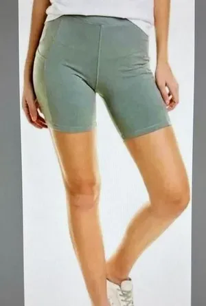 Monrow Biker Shorts w/Hip Pockets Olive - size M thumbnail 1