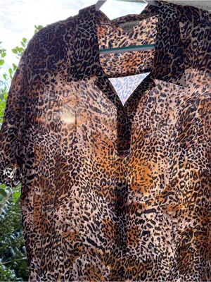 The Avenue 100% Silk Leopard Print Blouse Women’s 22/24 Plus Size thumbnail 1