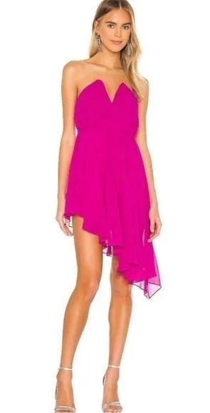 Michael Costello x Revolve Sheree Mini Dress in Fuchsia Pink NWT Size Medium thumbnail 1