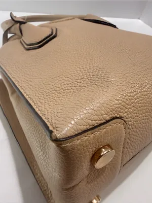 Michael Kors Mercer Small Pebbled Leather Satchel Crossbody Beige Gold thumbnail 8
