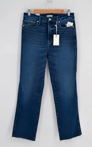 Good American Good Curve Straight Jeans Womens 8 / 29 Blue Raw Hem thumbnail 1