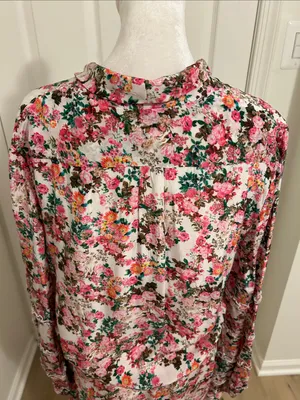 Rococo Sand Vie Floral Ruffle Mini Dress New Size Large Beaded Tie Resortwear thumbnail 11