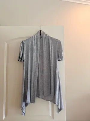 Light Gray Open Front Women’s Draped Cardigan Size 6 thumbnail 2