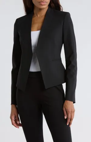 Theory Lanai Open Stretch Wool Blazer Women's Black Size 0 thumbnail 1