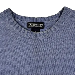 Lands' End Womens Small Faded Blank‎ Cotton Knit Sweater Blue Classic thumbnail 4